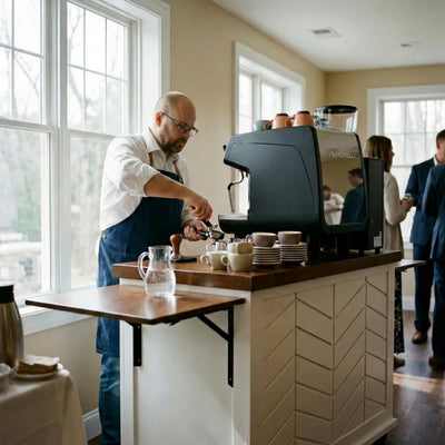 Veteran-owned coffee catering team serving drinks at a Capital Region event