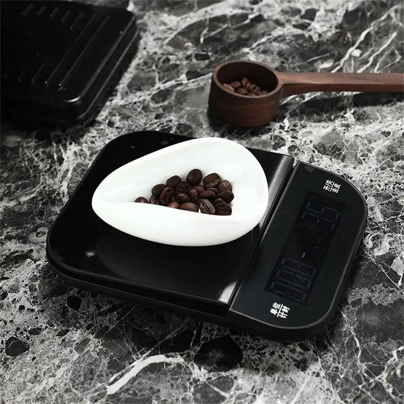 Pure White Ceramic Coffee Bean Dosing Tray & Tea Scoop Set