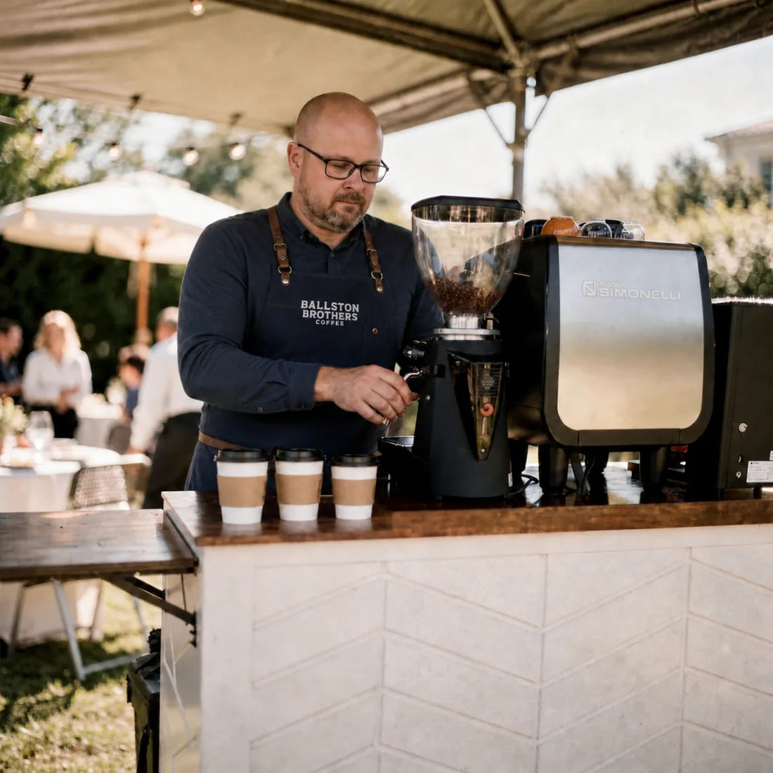 Ballston Brothers mobile coffee cart set up at a wedding in Albany, NY