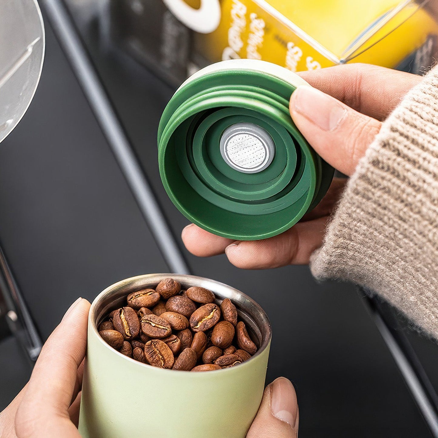 Portable Travel Coffee Bean Canister