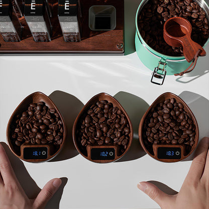 Electronic Walnut Coffee Scale With Leaf Shade